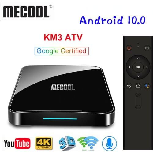 Mecool KM3 ATV Android 10.0 Google Certified Europe TV Box 4GB 64GB Amlogic S905X2 UK Poland Dutch 4K Wifi Germany Set Top Box