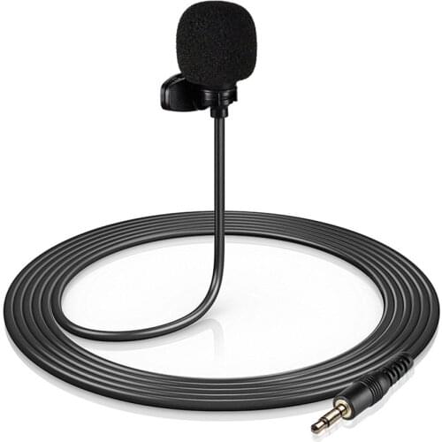 Mini Clip-on Lapel Lavalier Condenser Microphone with 4-Pin 3.5mm Plug 3 Meters Cable for Live Stream/Recording/Interview