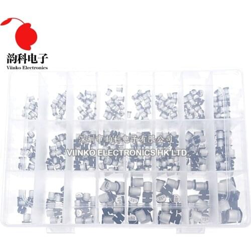 1uF~1000uF 6.3V-50V 400Pcs 24Value SMD Aluminum Electrolytic Capacitors Assortment Kit + Box