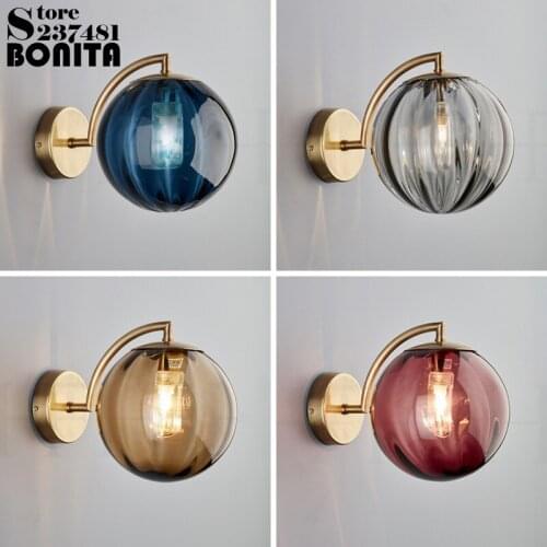 Globe wall lamp Multicolor glass round ball sconces light Nordic simplicity small sphere wall lights for bedroom