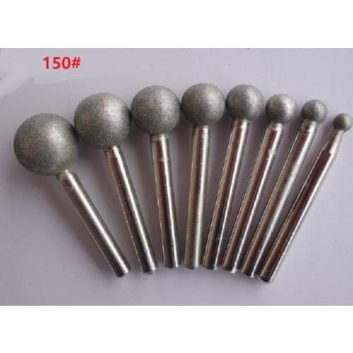 New 2pcs/lot 6mm Shank 150# Round Ball Diamond Burrs Bits Dremel Burr Rotary Tool Grinding Head Engraving Etching Abrasive Tool