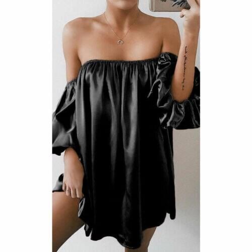 New Fashion Women Summer Casual Loose Short Mini Dress Evening Party Strapless Off Shoulder Dress