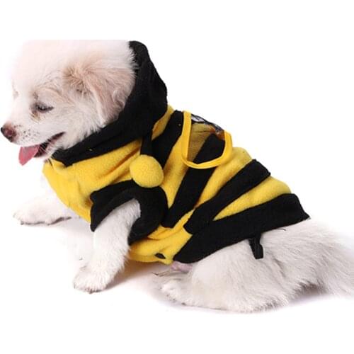 Dog Clothes Bee Costume Puppy Hooded Pet Puppy Coat Apparel Clothing Outfit Fleece Clothes Dog Cat Hoodie Fancy Costume