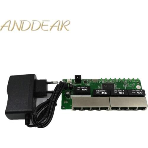 OEM PBC 8 Port Gigabit Ethernet Switch 8 Port met 8 pin way header 10/100/1000 m hub 8way power pin Pcb board OEM schroef gat