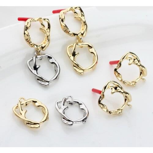 Zinc Alloy Earrings Base Connectors Linker Golden Silver Round Charms 6pcs/lot 22mm For DIY Earrings Jewelry Making Accessories