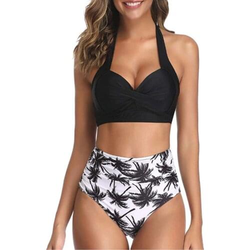 Sexy Two-piece Swimsuits Women Split Swimwear Leaf Print Push-up Bikini Set Casual Holiday Swimming Swimsuit Swim Wear