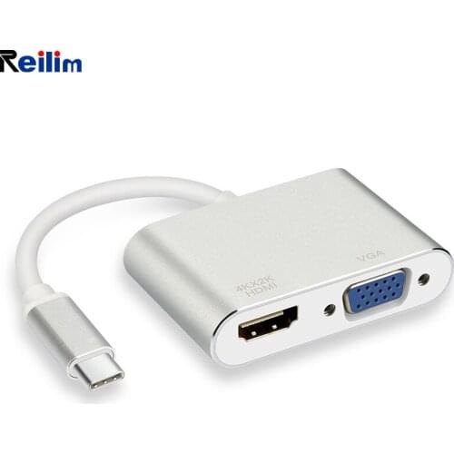 Reilim USB C HDMI VGA Adapter Type C to HDMI 4K Thunderbolt 3 for Samsung Galaxy S9 Huawei Mate 10 Pro P20 USB C HDMI
