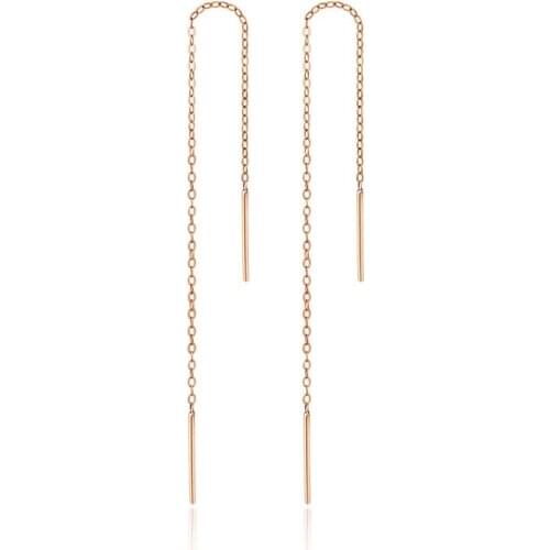 Best Gift Solid 18K Rose Gold 100mm Length Dangle Earrings