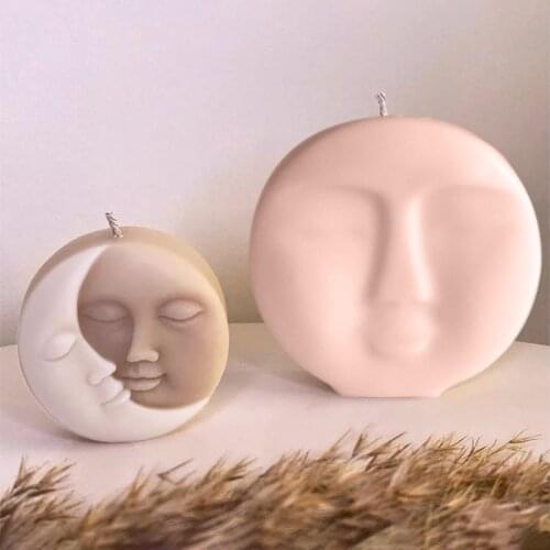 Diy Abstract Style Moon Face Round Big Head Smiley Face Chocolate Cake Decoration Aroma Candle Silicone Mold Moon Cake Mold