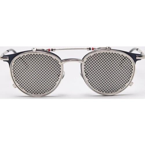 Mimiyou Hollow Grid Flips Up Sunglasses Men Steampunk Vintage Sunglasses Women Sun Glasses Men Brand UV400 Eyeglasses Shades