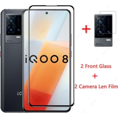For Glass Vivo iQOO 8 Full Cover Tempered Glass For Vivo iQOO 8 7 Camera Len Film Phone Screen Protector For Vivo iQOO 8 7 Glass