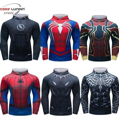 Superhero 3D printing MMA T-shirt bodybuilding stringer tank tops men Rashguard Shirts Hoodie fitness Long Sleeve guys hoodies