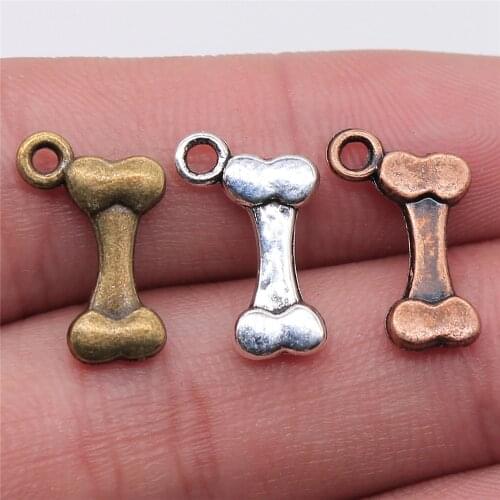 WYSIWYG 20pcs 16x10mm Pendant Bone Bone Charm Pendants For Jewelry Making Antique Silver Color Dog Bone Pendants