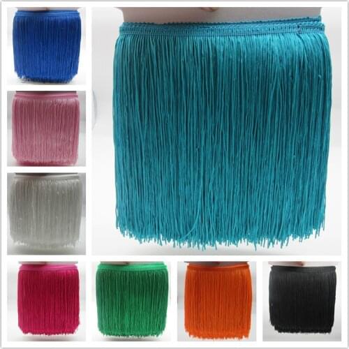 YY-tesco 5 Meters 20cm Wide Lace Fringe Trim Tassel Fringe Trimming For DIY Latin Dress Stage Clothes Accessories Lace Ribbon