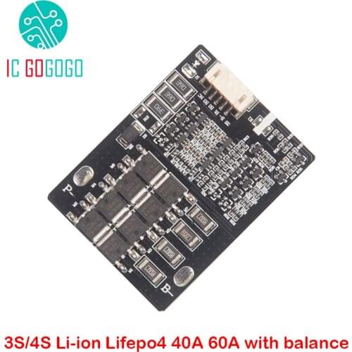 3S 4S 18650 Li-ion Lifepo4 Lipo Lithium Battery Protection Board 12V 40A 60A BMS PCB Balance for Motorcycle Drill Motor Starter