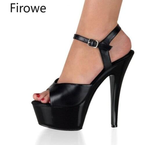 Firowe New Arrival Women Sexy Patent Leather Platform Anckle Strap High Heel Sandals Stripper Heels Fashion Sandals for Women