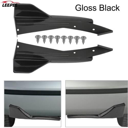 Lip Diffuser Splitter Spoiler Scratch Protector Canards Fins Anti-crash Diffuser Car Rear Bumper 2Pcs Gloss Black Universal
