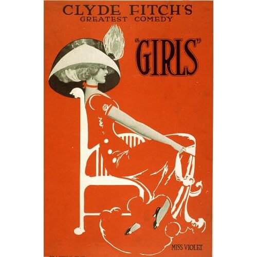 400X300MM Girls-Broadway-Show-by-Clyde-Fitch-Vintage-Poster-1906 jumbo fridge magnet SFM-0361