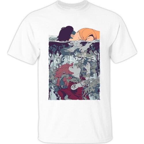 Anime: Ponyo V1 Hayao Miyazaki Japan Movie T-Shirt (White) All Sizes Homm New Casual Short-Sleeved for Men Cool Tees Tops Shirt