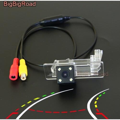 BigBigRoad Car Intelligent Dynamic Trajectory Tracks Rear View CCD Camera For skoda Octavia 3 yeti (no spare wheel on the door)