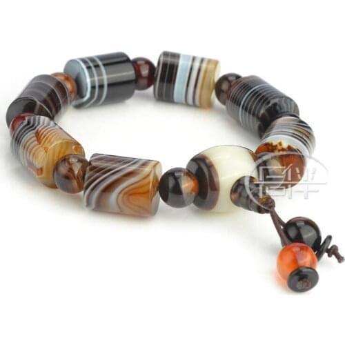 Natural Chalcedony Agate Bracelet Hand Carved Jewelry Gifts Wholesale