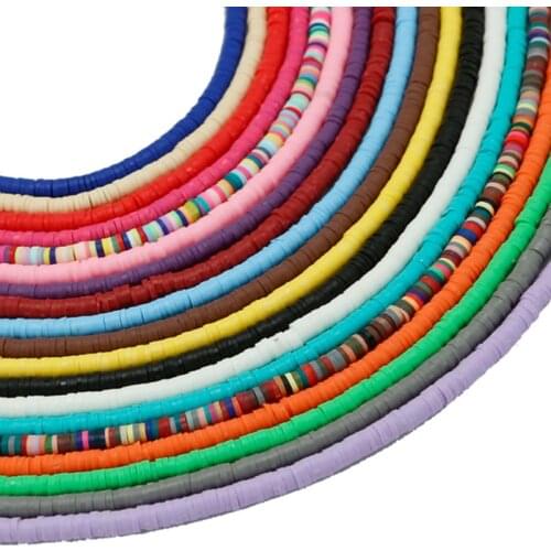 Mixed Color Polymer Clay Beads Flat Round Chip Disk Loose Spacer Handmade Beads for Jewelry Making DIY Bracelet Necklace Earring