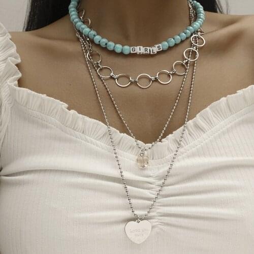 Fashion Necklace For Women Bohemian Clavicle Chain 4 Layers European And American Retro Chain Pearl Metal Pendants Jewelry Gifts