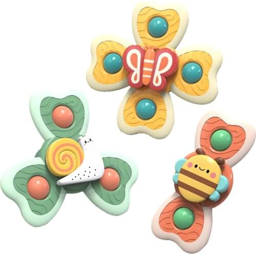 Baby Spin Top Bath Toys For Boy Children Bathing Sucker Spinner Suction Cup Toy For Kids 3 Months To 4 Years Rattles Teether