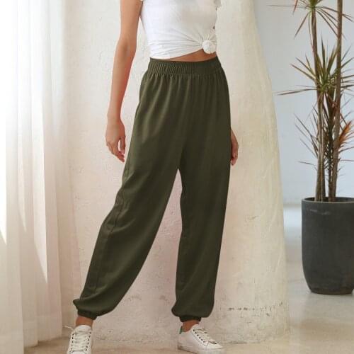 Womens Leisure Pants Loose Elastic Waist Sports Pantalones Plus Size Baggy Workout Long Sweatpants Joggers Lounge Pants