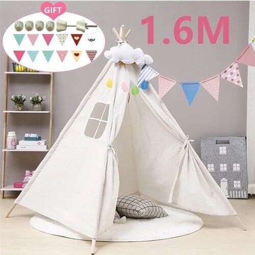 1.6M Play House For Children Tent Portable Kids Tent Cabana Tipi Infantil Baby Teepee Tents Castle LED Lights/Carpet/Decoration