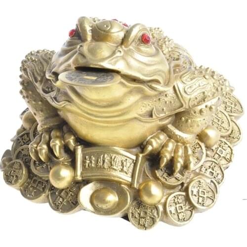 Feng Shui Three Legged Money For Frog Fortune Brass Toad Figurin Chinese Coin Metal Craft Home Decor Gift Decoration Accessories