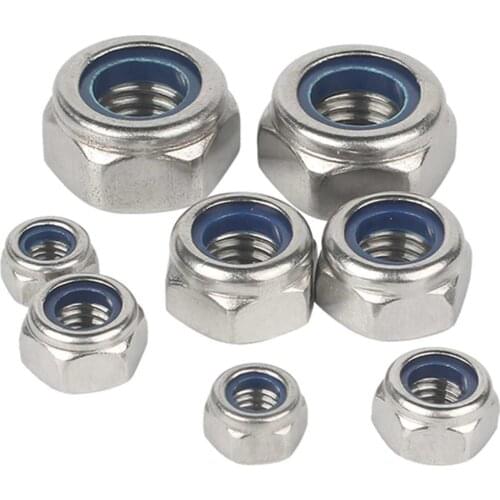 M3 M4 M5 M6 M8 M10 M12 304 Stainless Steel Hex Head Nylon Insert Lock Locking Nut Jam Stop Nuts