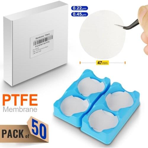 PTFE Hydrophilic Membrane Filter, Diameter 47mm, Pore Size 0.22 0.45 µm, Pack of 50,100,200 by Ks-Tek