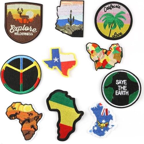 Africa Map Australia America Country States Map Symbol Sew on Iron on Patch