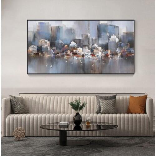 Painting On Canvas Wall Art For Living Room Cuadros City Building Rain Boat Poster Scenery Pictures Room Decoration Abstract Oil
