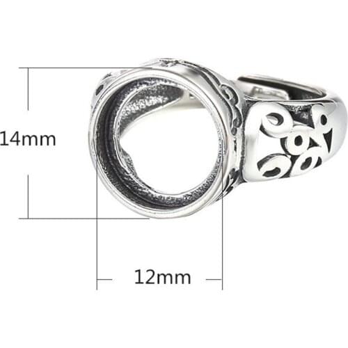 Ring Blank for 12x12mm Round Cabochons Adjustable Ring Base Thai Sterling Silver Ring Setting SR0195