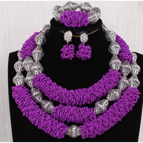 Dudo Luxury Fuchsia Wedding Jewelry 3 Layers Jewellery Sets For Women Costume Bold Choker Necklace Set Free Shipping