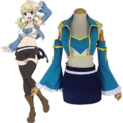 Anime Lucy Heartfilia Fairy Tail 7 Years Later Cosplay Costume Lolita Girls School Uniform Sailor Skirt Hallowen Party Dress