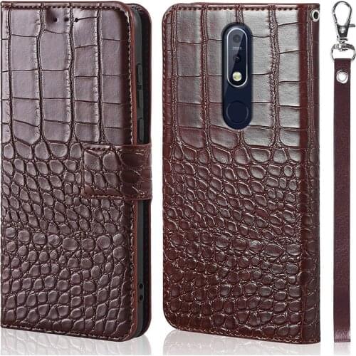 DOREXLON Crocodile texture Leather Case For Nokia X7 7.1 Plus leather case For Nokia 8.1 Magnetic clasp flip wallet Cases