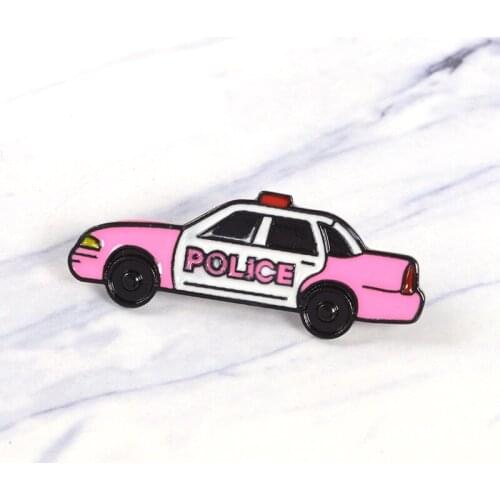 The Cop Police Pink Car Brooches Backpack Badges Hard enamel lapel pin Hat Bag Jeans Pins Cool Brooches for men women