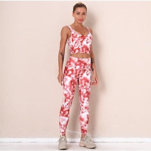 Cross Border Hot Selling Womens Tie-dye Printed Bra Snd Pants Yoga Wear Two-piece Suit Casual Sportswear Set