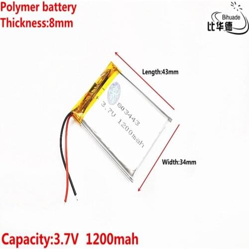Liter energy battery Good Qulity 3.7V,1200mAH 803443 Polymer lithium ion / Li-ion battery for tablet pc BANK,GPS,mp3,mp4