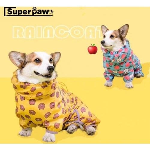 Fashion Dog Raincoat Jumpsuit For Small Medium Dogs Rain Coat Pet Clothes Corgi Shiba Inu Schnauzer Pug Waterproof Jacket CQC01