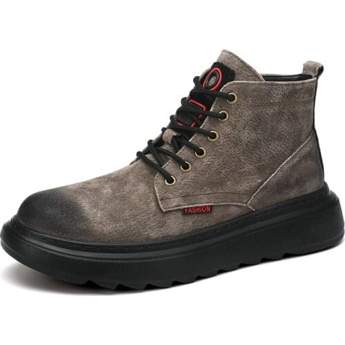 Men Boots High-top British Style Leather Mens Shoes Autumn Tooling Boots Trend Zapatillas Hombre Winter Mens Sneakers for Men