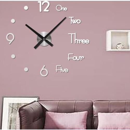 3D Acrylic Number Wall Clock Simple DIY Wall Quartz Needle Clock Anti Hole Drilling Removable 3D Home Decorative Clock Sticker