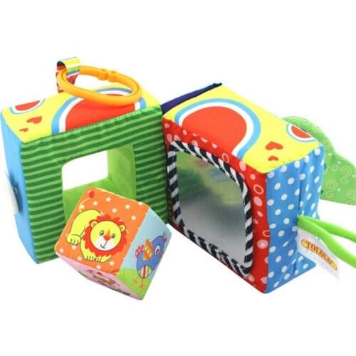 New Colorful Baby Cloth Cube Creat Rattle Mobile Bed Hang Birthday Gift Educational Toys Soft Safe Distorting Mirror Toy