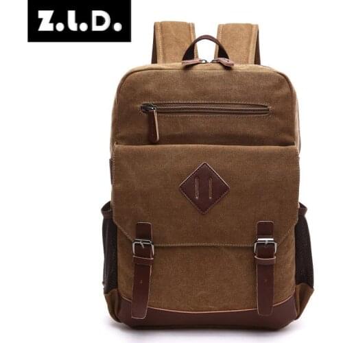 Z.L.D. new mens laptop backpack high-quality washed canvas bag large-capacity handbag fashion travel bag student school bag men