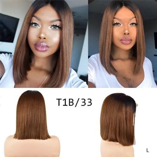 DreamDiana Ombre Bob Human Hair Lace Front Wig 150 Density 13x4 Ombre Straight Human Hair Wig Glueless Remy Brazilian Hair Wig L