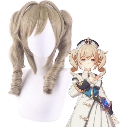 Barbara Cosplay Wig New Anime Genshin Impact Costume Wigs Blond Golden Heat Resistant Synthetic Hair Game Halloween Party