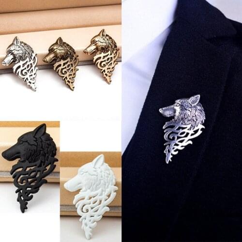 Retro Europe Wolf Badge Brooch Lapel Pin Men Women Shirt Suit Accessory personality fashion Originality Popular Brooch New